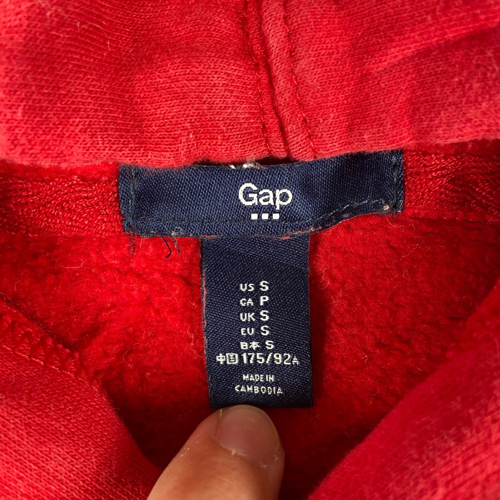 Gap Hoodie Mens Small Red Pullover Logo Fleece Sweatshirt Classic Streetwear Y2k - Picture 3 of 8